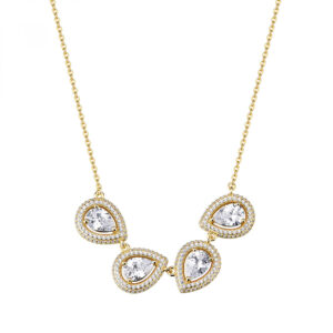 collana donna gocce argento placcato oro giallo e zirconi bianchi rosato rzan04