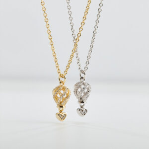 collana ciondolo mongolfiera argento 925 e zirconi rosato aria