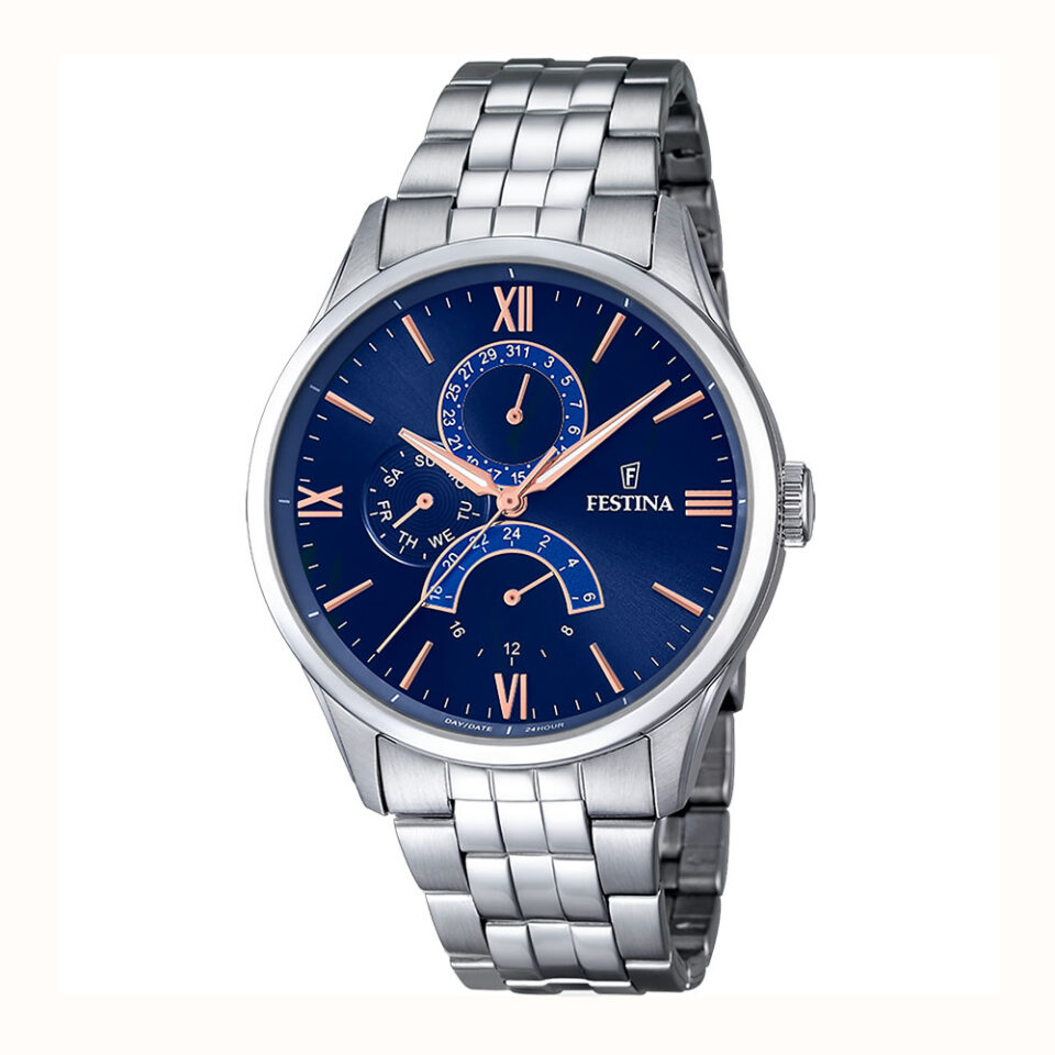 orologio uomo festina in acciaio con quadrante blu f16822/3