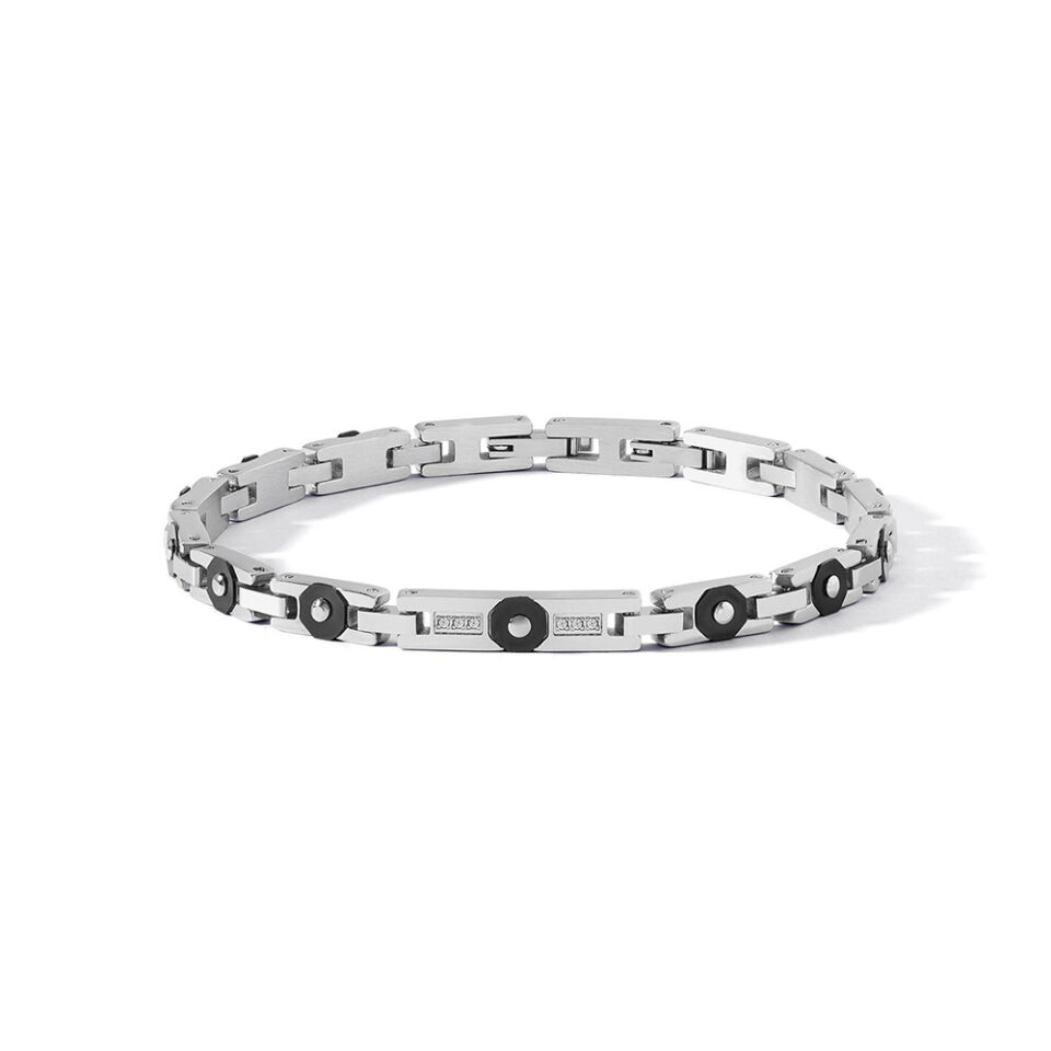 Bracciale-Comete-Uomo-Acciaio-PVD-Nero-Diamanti-Bianchi-UBR1281