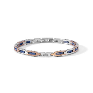 Bracciale-Comete-Uomo-Acciaio-PVD-rose-Ceramica-Blu-Diamanti-UBR-1287