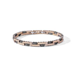 Bracciale Comete Uomo Acciaio PVD rosè Ceramica Nera Diamanti UBR 1283.