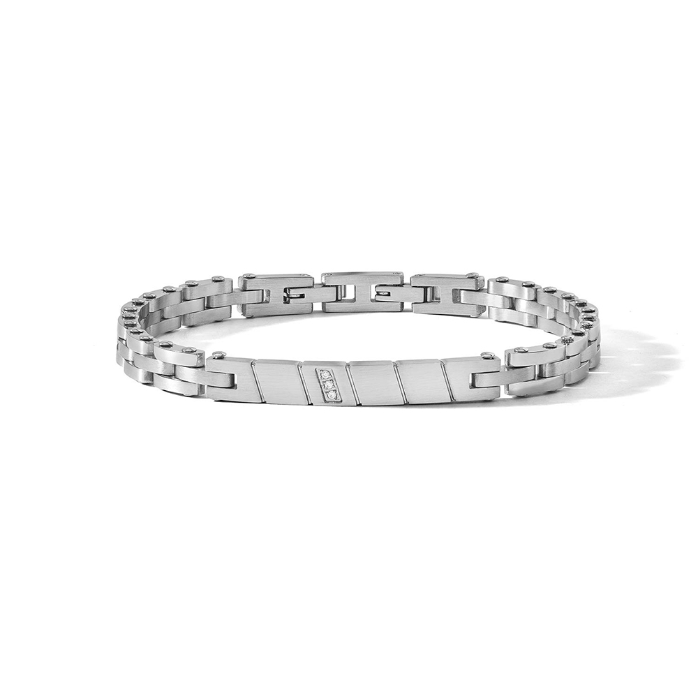 Bracciale-Comete-Uomo-Acciaio-Piastrina-Diamanti-Bianchi-UBR1275