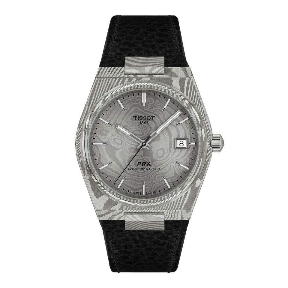 Orologio-Tissot-PRX-Automatico-38mm-Damascato-Acciaio-Marmorizzato-quadrante-grigio-Vetro-Zaffiro-T137.807.96.081.00