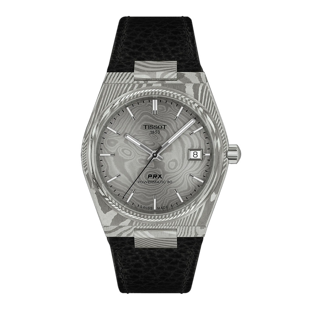 Orologio-Tissot-PRX-Automatico-38mm-Damascato-Acciaio-Marmorizzato-quadrante-grigio-Vetro-Zaffiro-T137.807.96.081.00