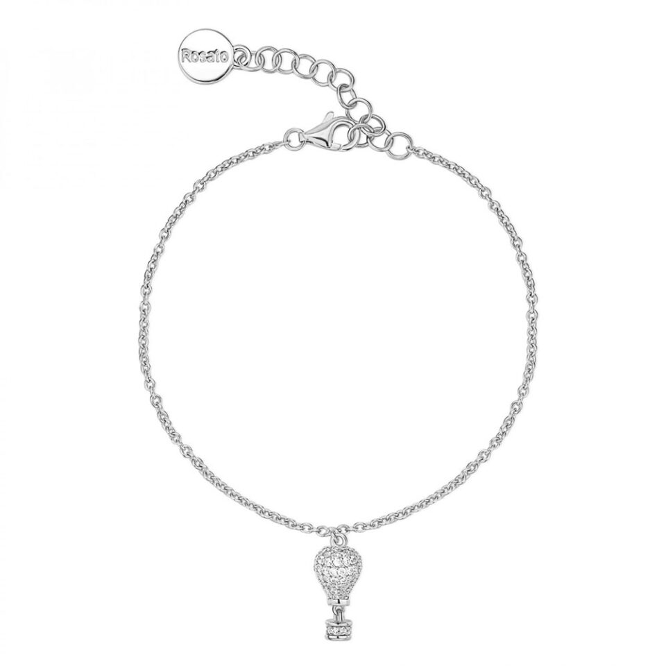 bracciale con ciondolo mongolfiera argento 925 e zirconi rosato gioielli collezione aria rzar15