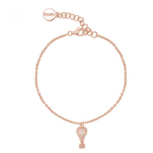 bracciale con ciondolo mongolfiera argento oro rosa e zirconi 925 rosato gioielli collezione aria rzar16