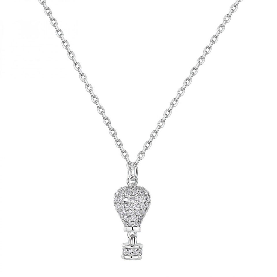 collana ciondolo mongolfiera argento 925 e zirconi rosato aria rzar05