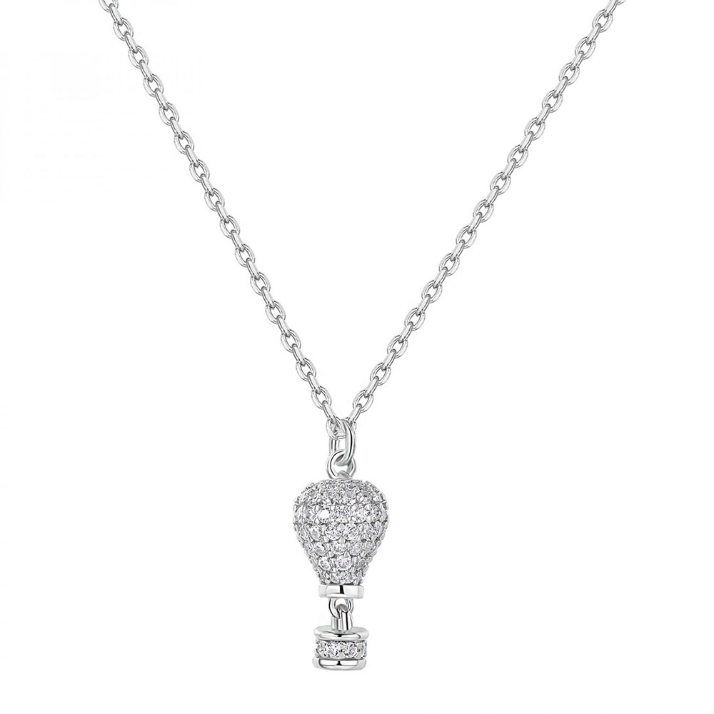 collana ciondolo mongolfiera argento 925 e zirconi rosato aria rzar05