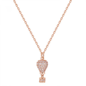 collana ciondolo mongolfiera argento placcata oro rosa e zirconi rosato aria rzar06