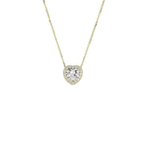 collana donna ciondolo cuore in oro giallo e zirconi
