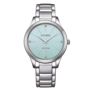 Orologio-Citizen-OF-Eco-Drive-Lady-Casual-34mm-Bracciale-Acciaio-quadrante-Azzurro-EM1220-58Y.