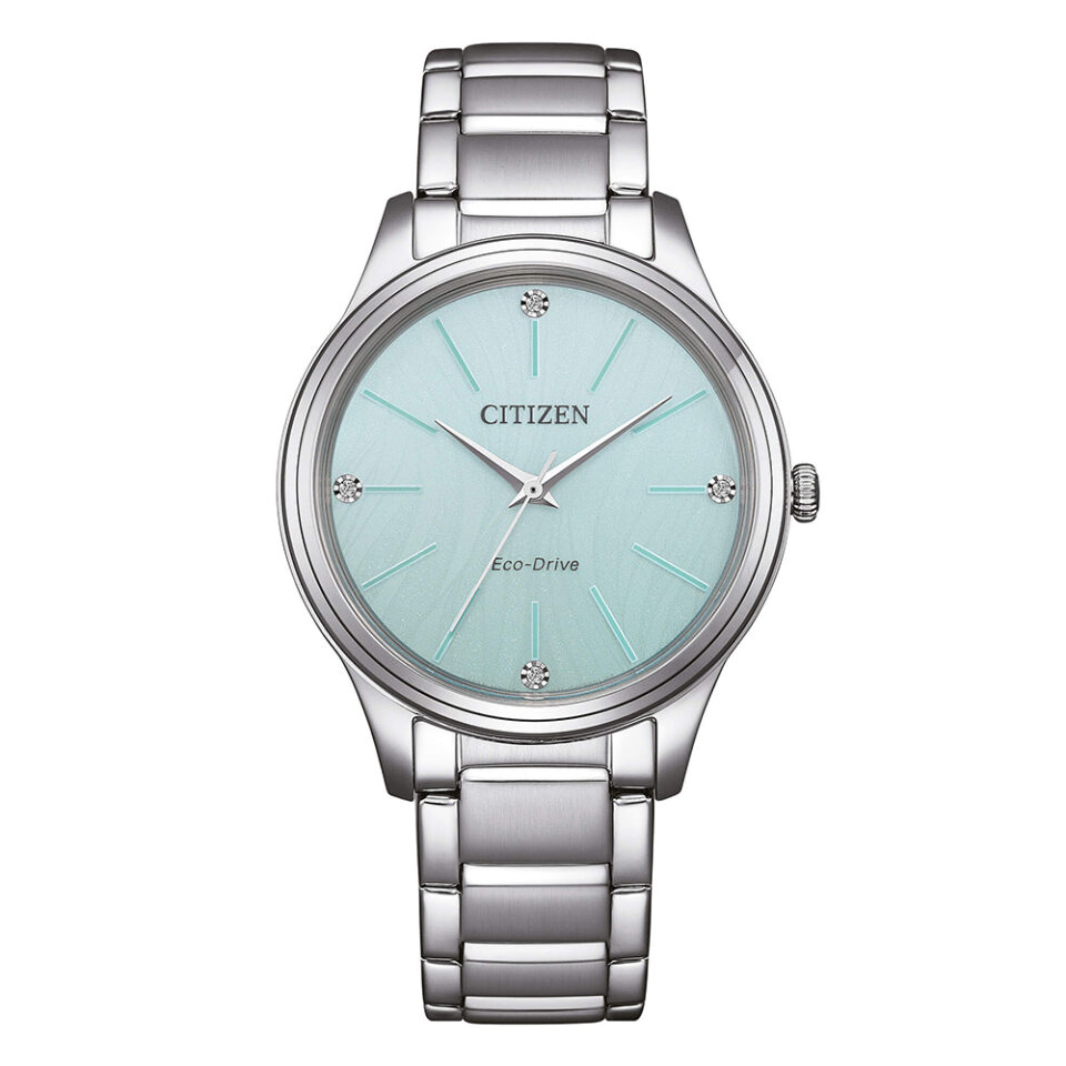 Orologio-Citizen-OF-Eco-Drive-Lady-Casual-34mm-Bracciale-Acciaio-quadrante-Azzurro-EM1220-58Y.