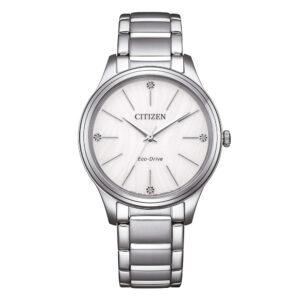 Orologio-Citizen-OF-Eco-Drive-Lady-Casual-34mm-Bracciale-Acciaio-quadrante-Bianco-EM1220-58A