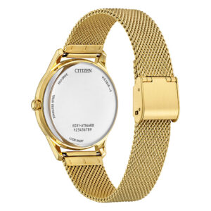Orologio Citizen OF Eco Drive Lady Casual 34mm PVD Oro Giallo Bracciale maglia milano quadrante Bianco EM1222-87A-1