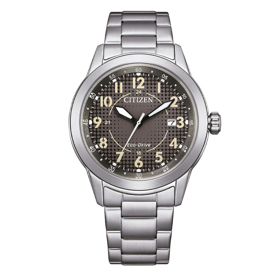 Orologio-Citizen-OF-Field-Uomo-39mm-Eco-Drive-Bracciale-Acciaio-quadrante-Nero-AW1870-59H