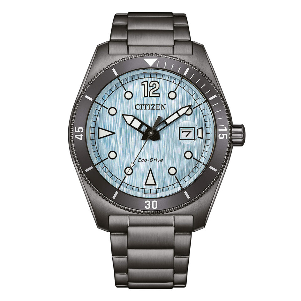 Orologio-Citizen-OF-Marine-Sport-Eco-Drive-42mm-Bracciale-Acciaio-PVD-Nero-Quadrante-Azzurro-AW1887-56L