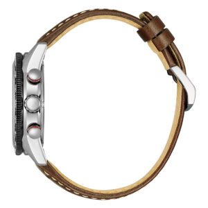 Orologio Citizen OF Vintage Racing Unisex Crono Eco Drive Cinturino Pelle Marrone Quadrante Bianco CA4714-04A-2