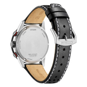 Orologio Citizen OF Vintage Racing Unisex Crono Eco Drive Cinturino Pelle Nera Quadrante Nero CA4717-06E-1