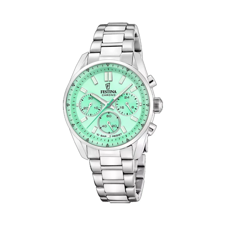 Orologio-Festina-Boyfriend-Crono-Quarzo-BraccialeAcciaio-Quadrante-Verde-Chiaro-F20753