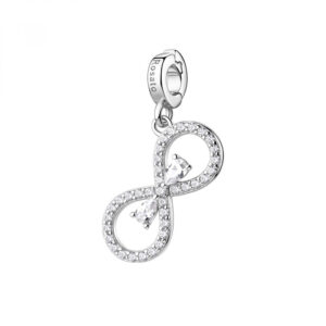 ciondolo charm argento simbolo infinito con cristalli di rosato gioielli rz263r