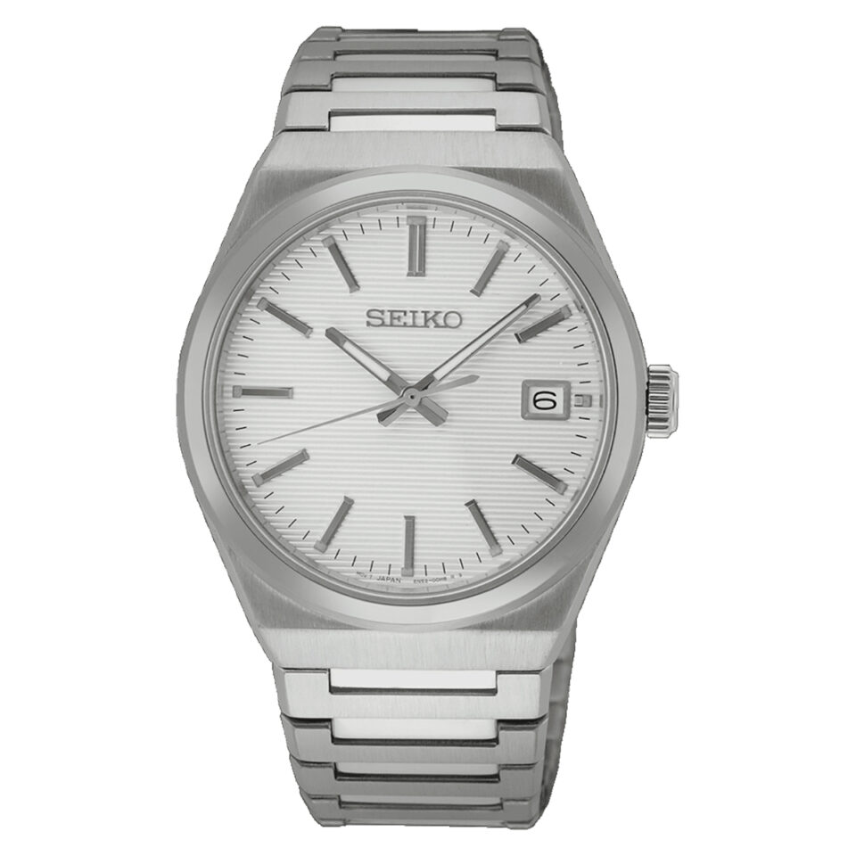 Orologio-Seiko-Classic-1970-Quarzo-Quadrante-Bianco-Bracciale-Acciaio-SUR553P1