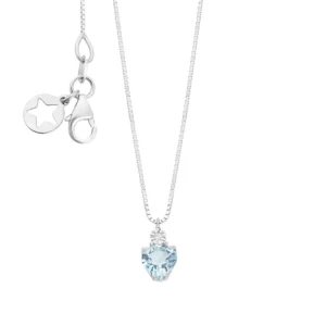 collana ciondolo cuore comete in oro bianco acquamarina e diamanti KGLQ003