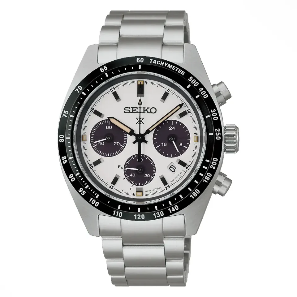 Orologio-uomo Seiko-Prospex-Speedtimer-Crono-Ricarica-Solare-in Acciaio-Quadrante-Panda-Limited-edition-SSC961P1
