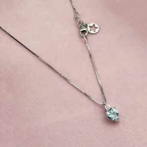 collana comete gioielli oro bianco 375 con acquamarina cuore e diamante kglq003