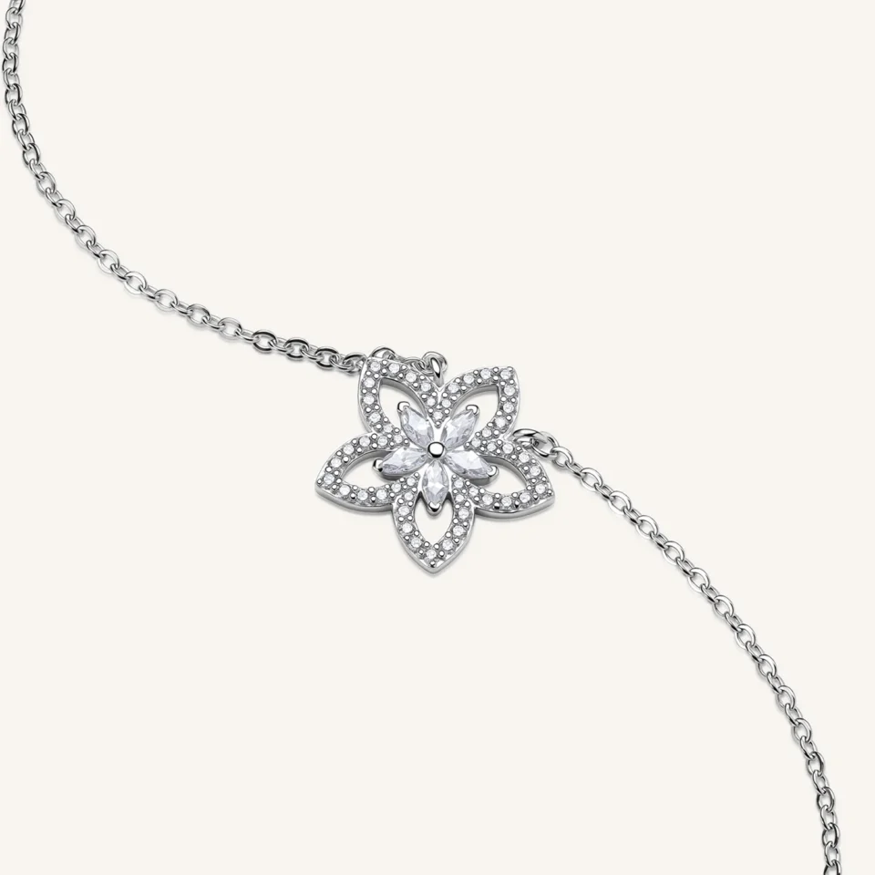 collana con ciondolo fiore rosato gaia rzga83 argento 925 e zirconi