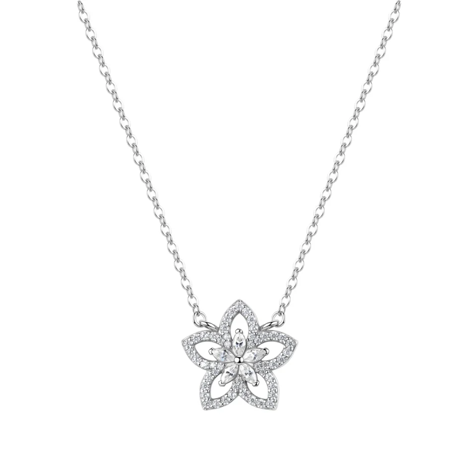 collana donna con fiore rosato gaia rzga83 argento 925 e zirconi