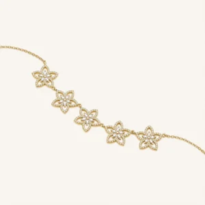 collana donna rosato gaia rzga87 5 fiori in argento oro giallo