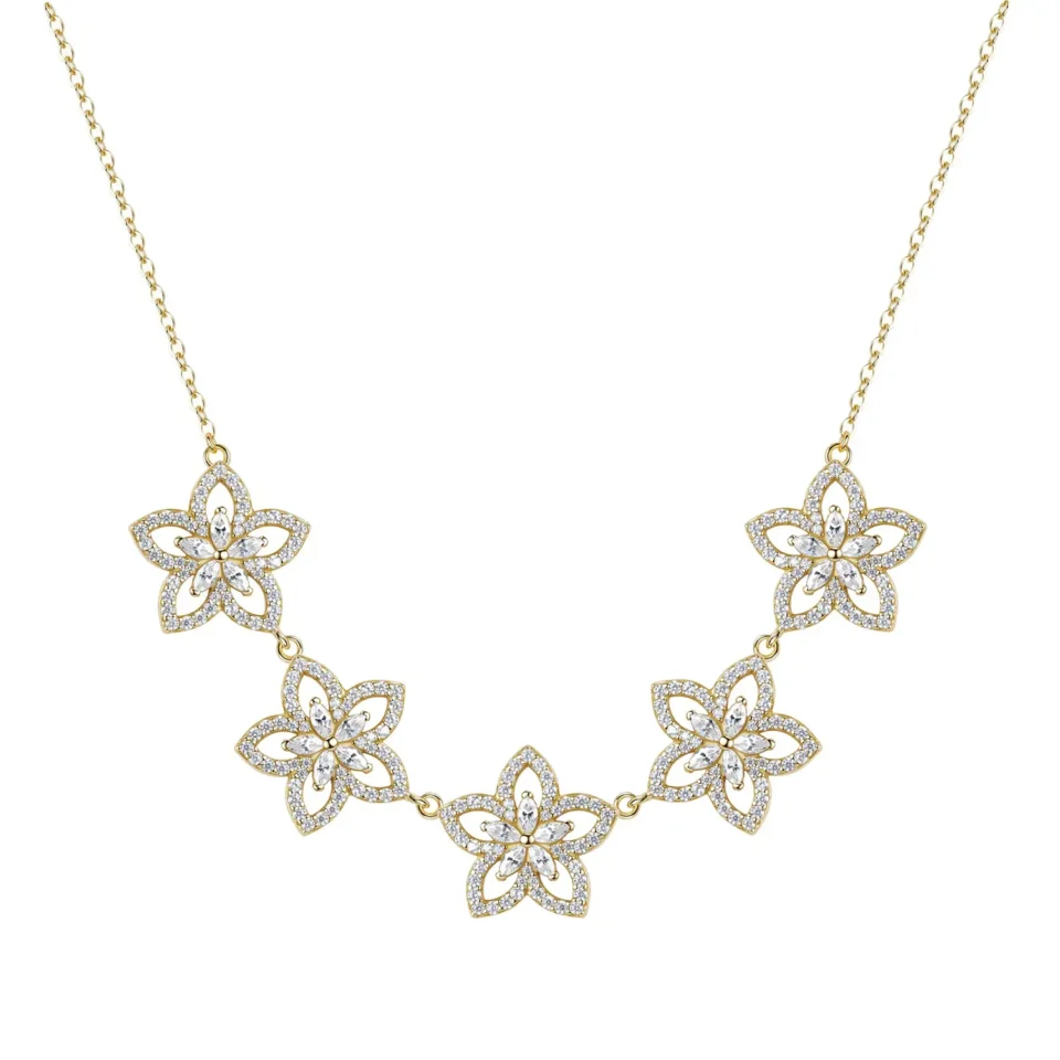 collana rosato gaia rzga87 argento dorato 5 fiori