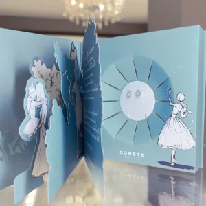 confezione regalo orecchini oro bianco acquamarina cuore e diamanti comete gioielli koeq003