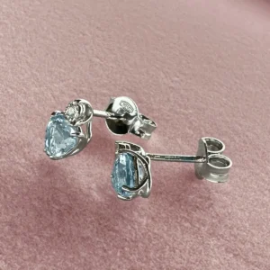 orecchini cuore comete oro bianco acquamarina e diamanti korq003