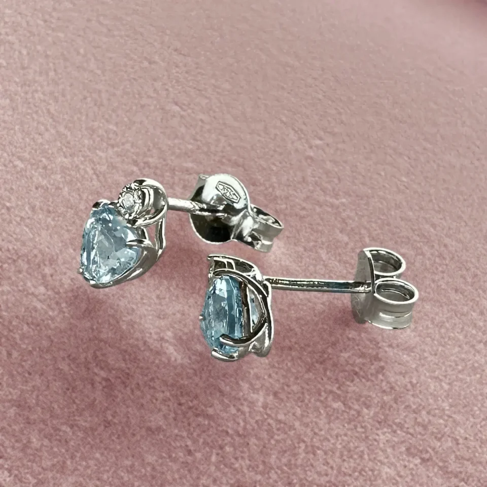 orecchini cuore comete oro bianco acquamarina e diamanti korq003