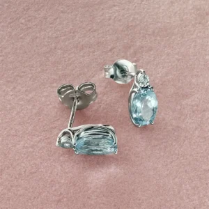 orecchini comete gioielli oro bianco 375 con acquamarina ovale e diamanti korq001