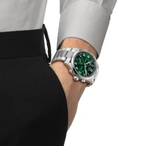 orologio tissot crono L 42mm verde acciaio indossato t1164171109200