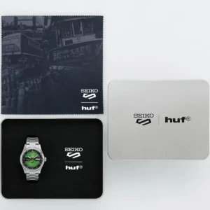 scatola e accessori Orologio Seiko 5 Huf limited edition verde SRPM09K1
