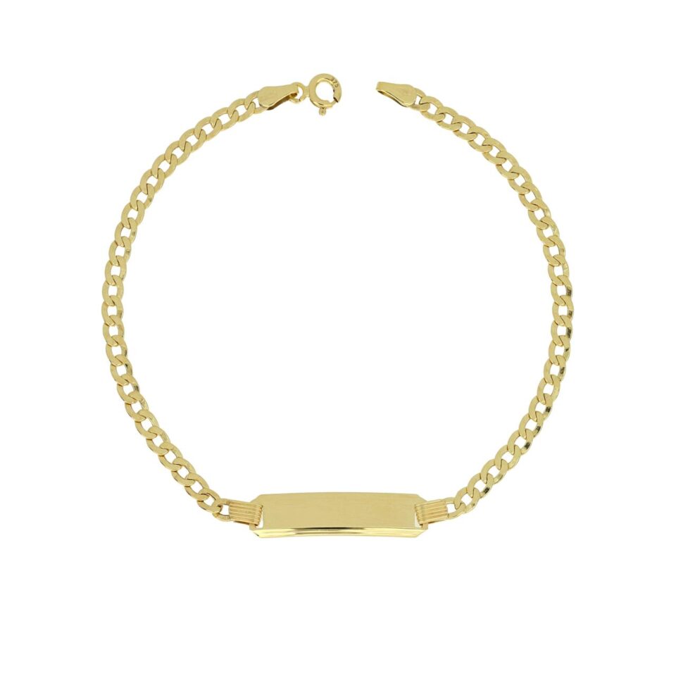 bracciale uomo ragazzo oro giallo 375 9 kt con targhetta personalizzabile