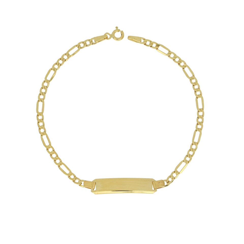 bracciale uomo ragazzo oro giallo 375 9 kt con targhetta personalizzabile