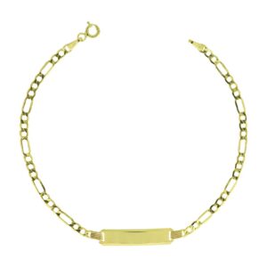 bracciale uomo ragazzo oro giallo 375 9 kt con targhetta personalizzabile