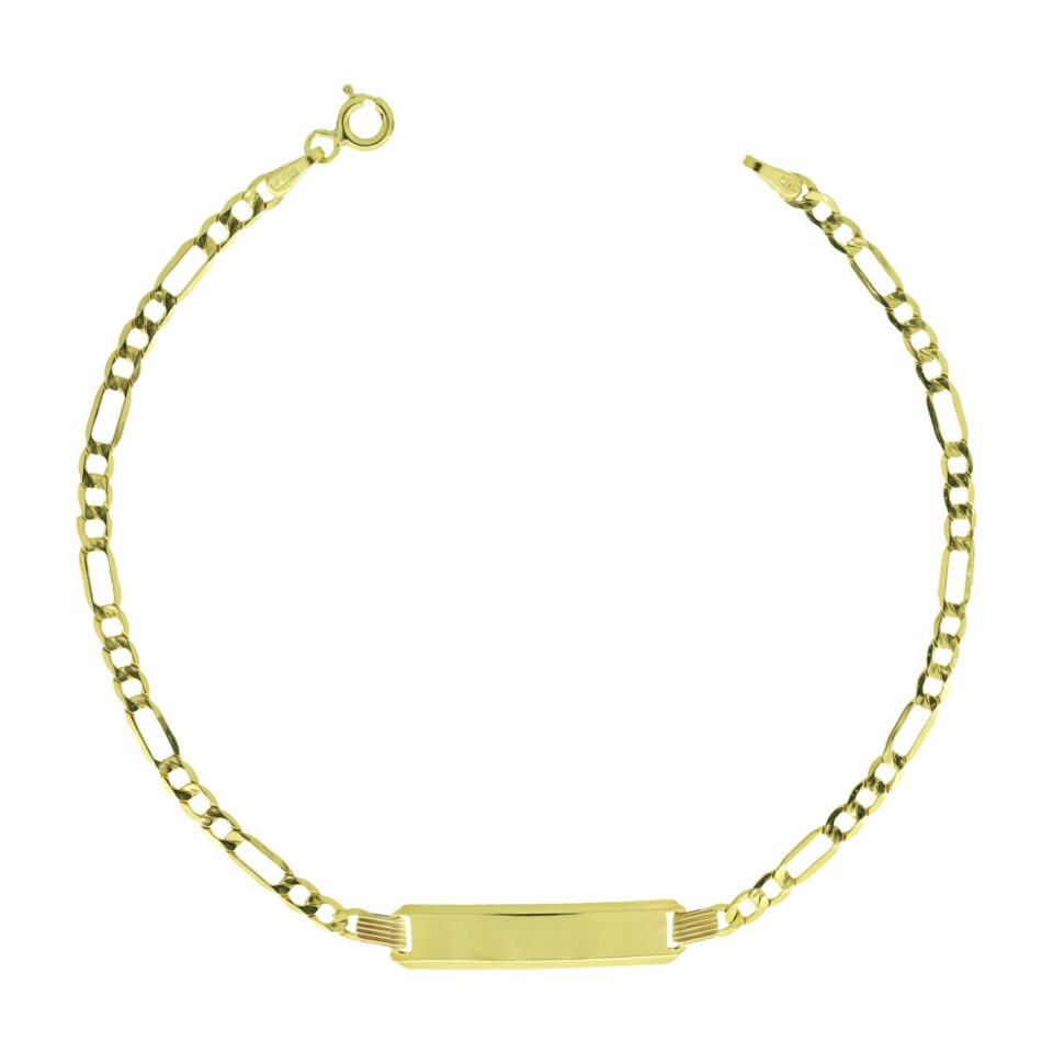 bracciale uomo ragazzo oro giallo 375 9 kt con targhetta personalizzabile
