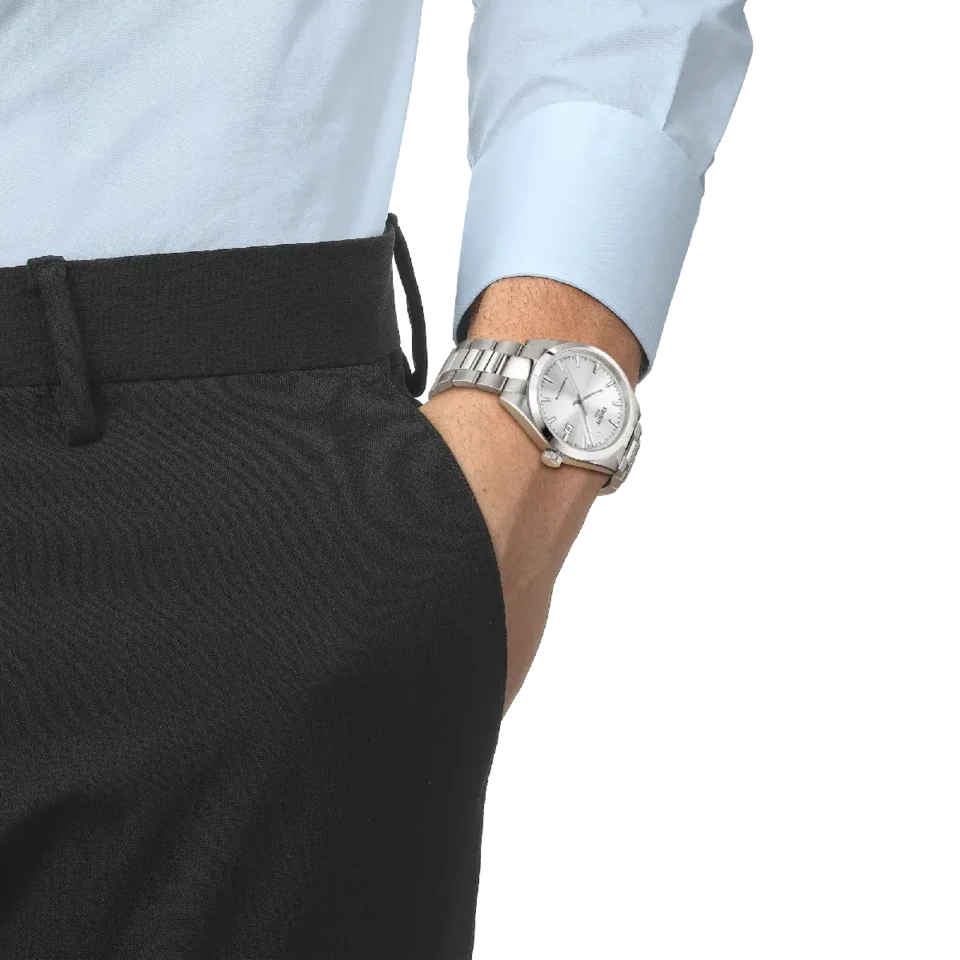 orologio tissot gentleman 38mm argento automatico indossato