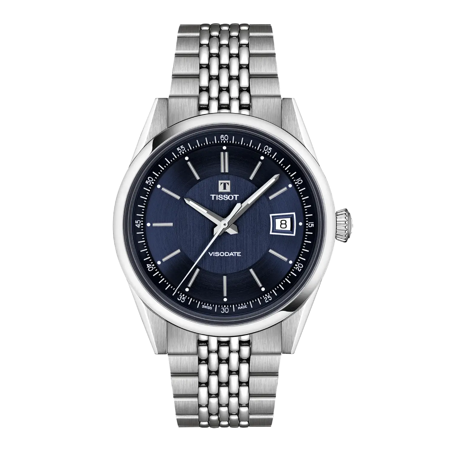 Orologio uomo Tissot Visodate acciaio con quadrante blu t157.407.11.041.00