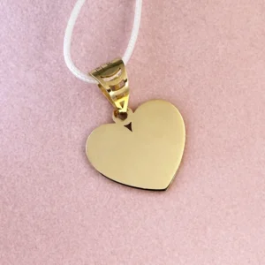 ciondolo a cuore piatto oro giallo 9 carati personalizzabile con incisione p1m2ou