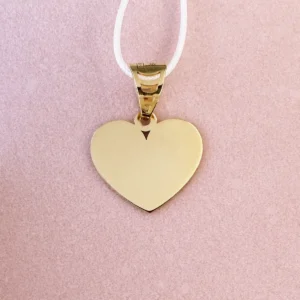 ciondolo a cuore piatto oro giallo 9 carati personalizzabile con incisione p1m2ou