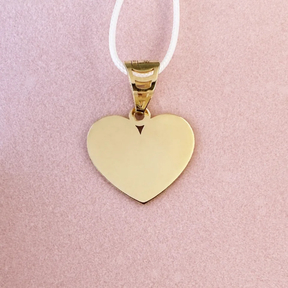 ciondolo a cuore piatto oro giallo 9 carati personalizzabile con incisione p1m2ou