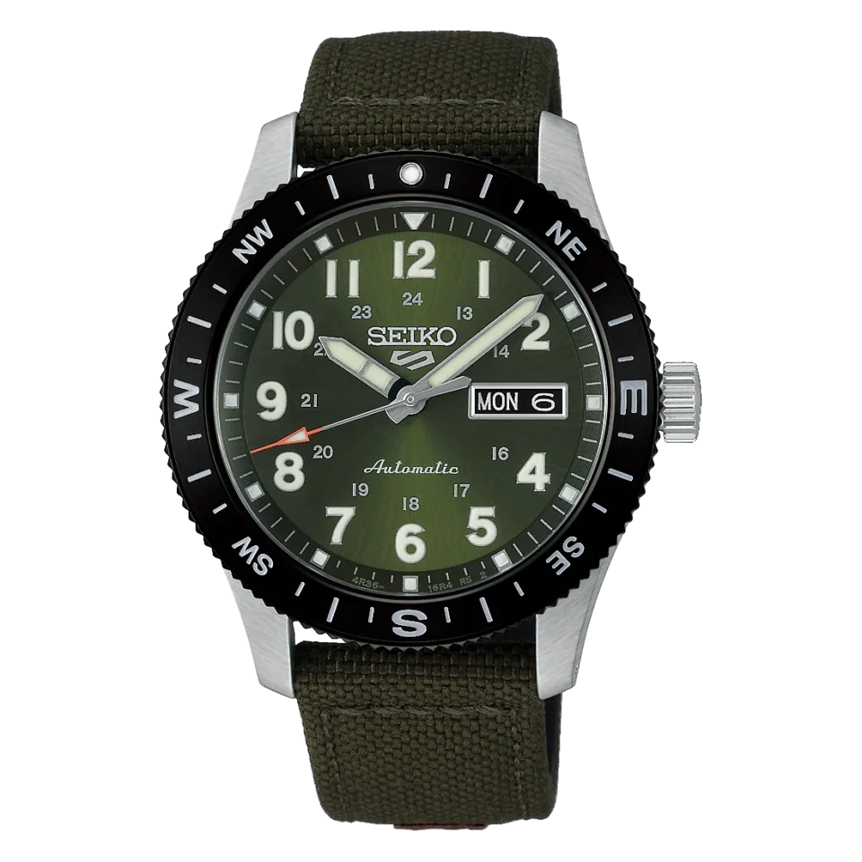 orologio uomo automatico seiko 5 sports field verde militare con bussola HDB008K1