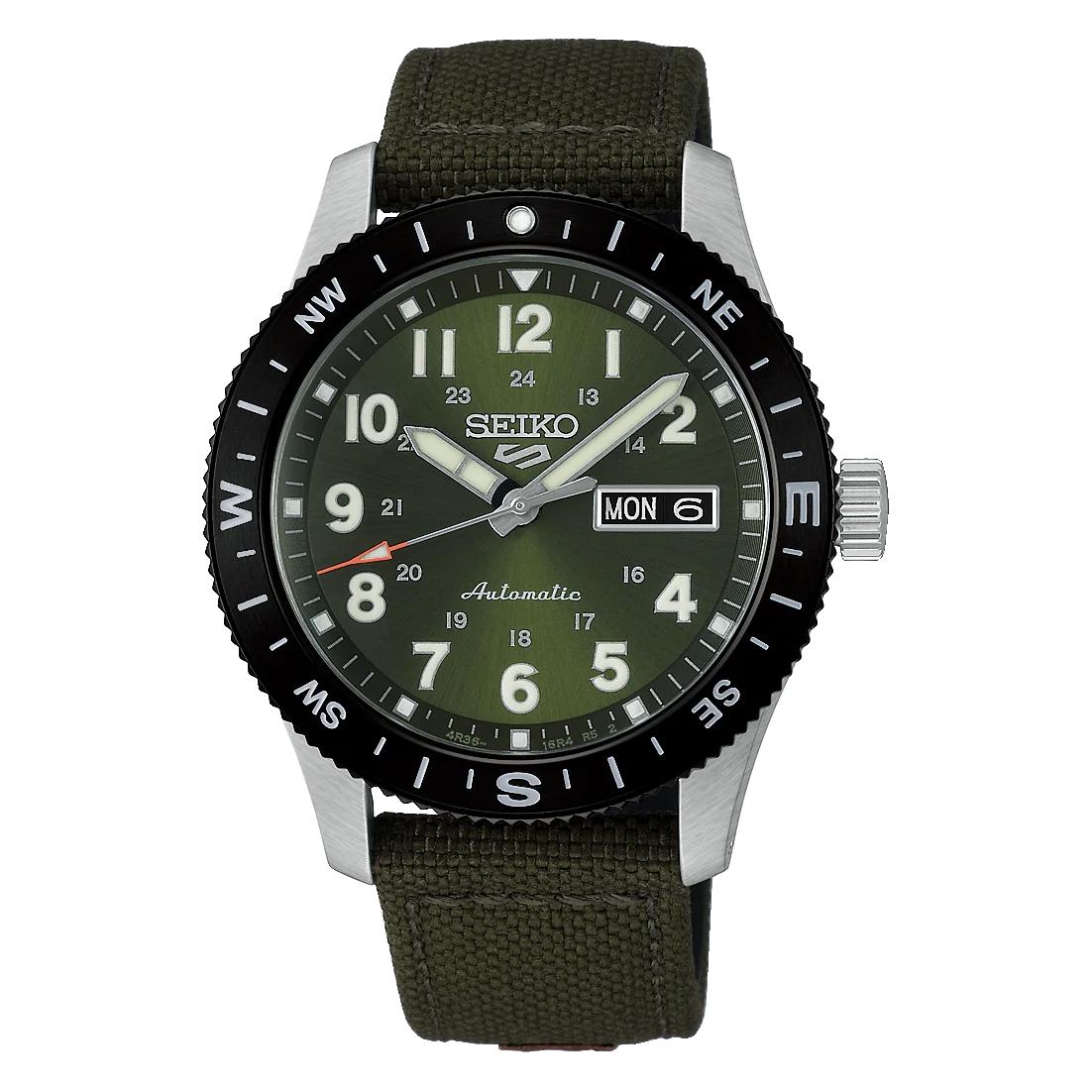 orologio uomo automatico seiko 5 sports field verde militare con bussola HDB008K1